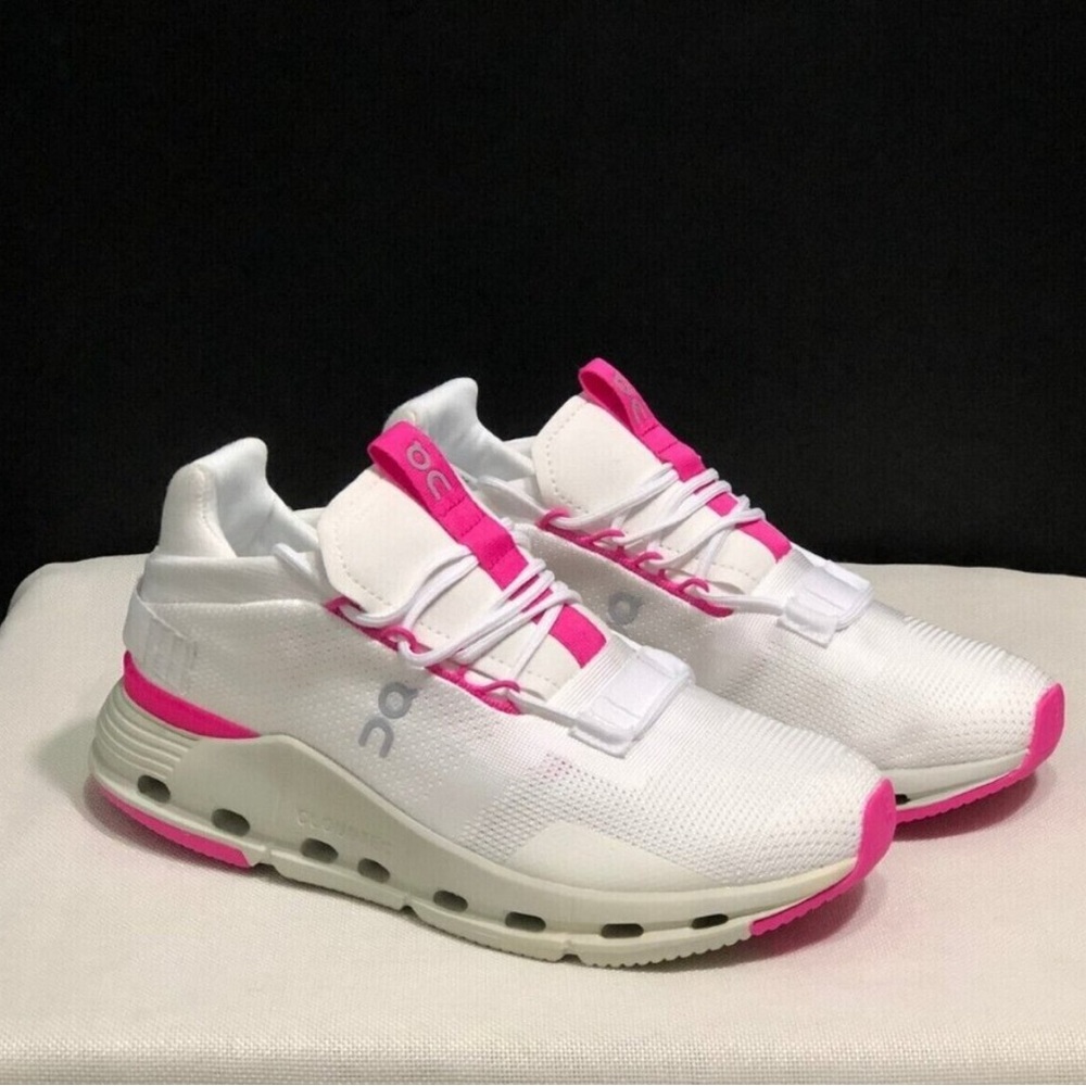 On Running Women's Sneakers in White and Hot Pink